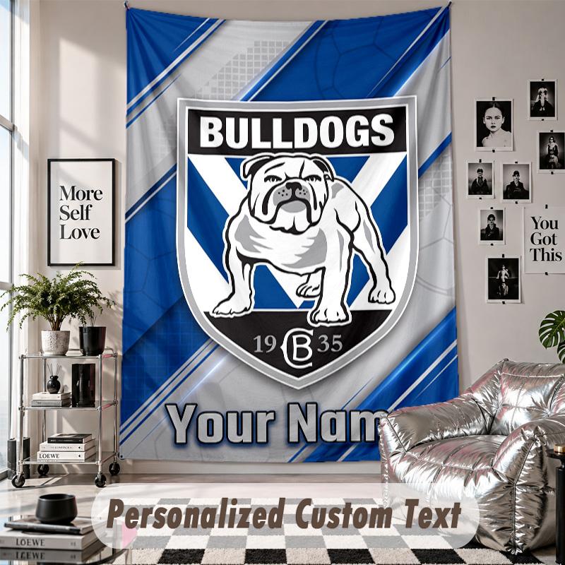 Wandbehang mit individuellem Namen & Text, Canterbury-Bankstown Bulldogs Dekorativer Wandbehang für das Schlafzimmer