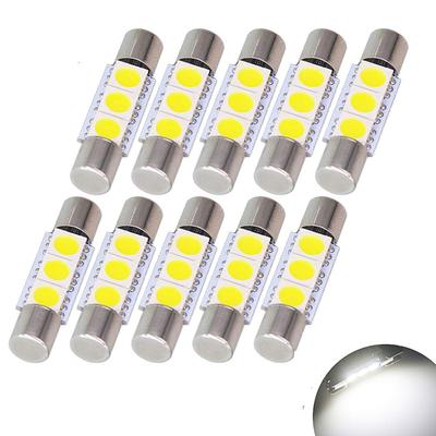 T6.3x28mm LED 3SMD 5050 Ταιριάζει 28mm/29mm Λευκό/Λευκό Φωτισμός Πίνακα Οδηγού/Φωτισμός Θόλου/Φωτισμός Ανάγνωσης/Φωτισμός Θόλου,10τμχ