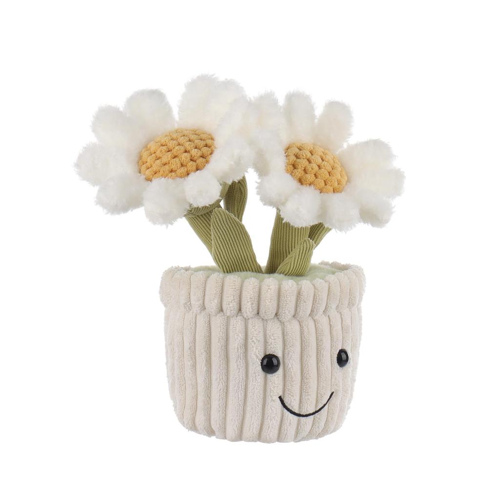 Apricot Lamb Potted Daisy Plush Toy for Kids, Soft and Cute Fluffy Potted Daisy for Girls and Boys, 25cm