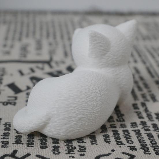 xiaobudian 3D Printed Cat Ornament, Realistic Plush Texture Figurines, Black White Cute Healing Sculpture, for Desk Car Bookshelf Decor