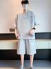 Men's Jacquard Short Sleeve Suit: Casual Loose Fit Sports Two-Piece Set