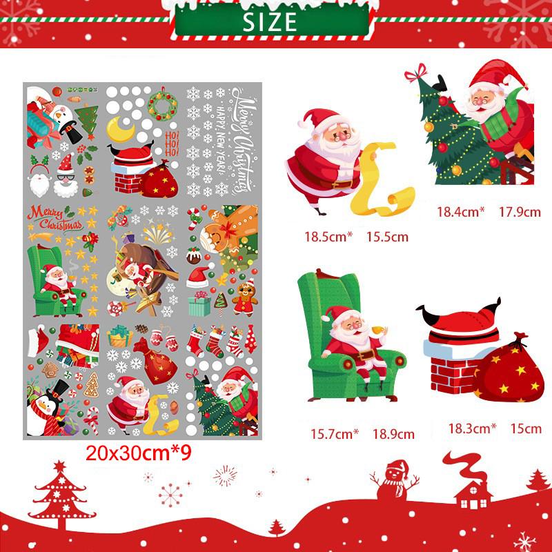 Creative Christmas Window Decals 3D Static Cling Santa Claus Gift Box Snowflake Home Decor Festive Glass Stickers for Holiday