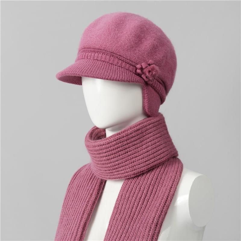 Wool Hat Women's Autumn and Winter Fleece Warm Hat, Ear Protection, Cold Protection, Thickened Knitted Hat