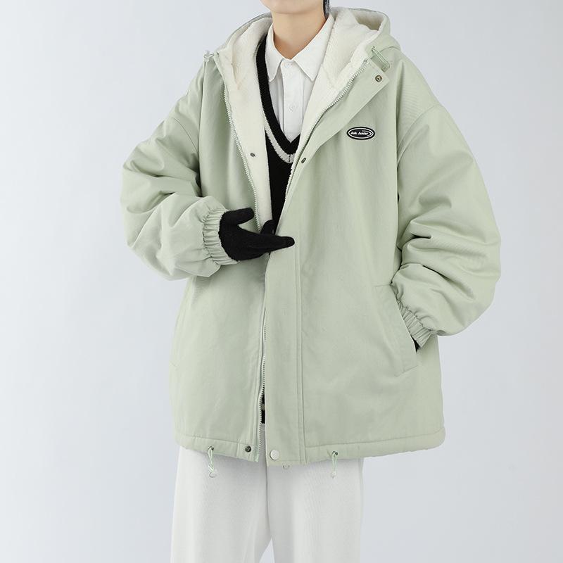 Lamb Wool Jacket Men's Casual Loose Velvet Thick Jacket Autumn and Winter Windproof Warm Padded Jacket