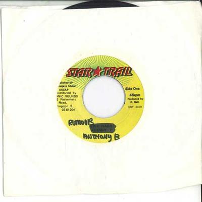 7inch Record ANTHONY B - Rumour NONE STAR TRAIL Jamaica Reggae, Ska & Dub Used