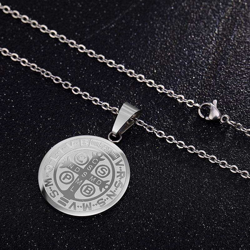 Religiöser San Benito Medaillenanhänger Edelstahlkette Farbe Kreuz Jesus Heiliger Benedikt Halsketten für Frauen Männer Schmuck