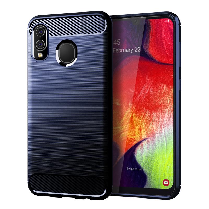 Støtsikkert Karbonfiberdeksel For Samsung A20 Galaxy a30 Silikondeksel for galaxy m10s Samsung wide4 Myke TPU Telefondeksler
