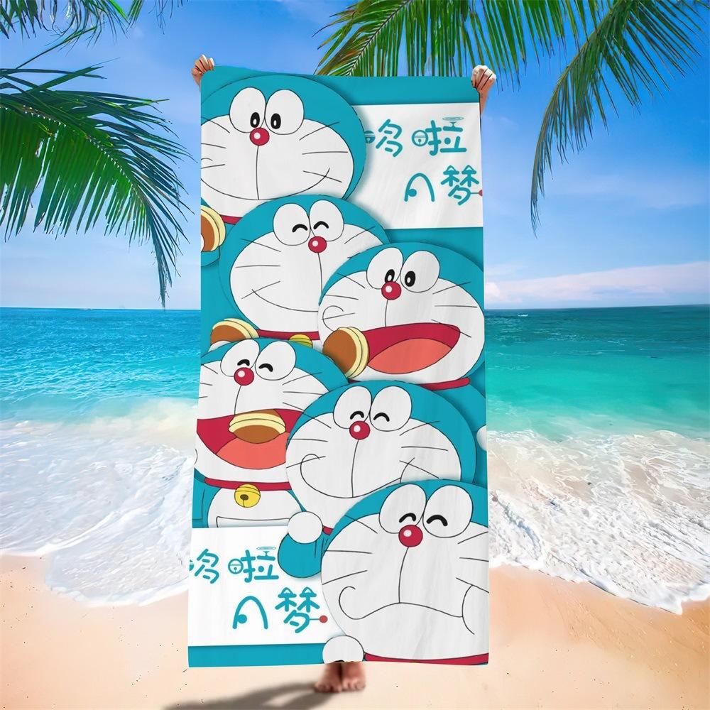 Doraemon Beach Towel Cartoon Cute Printed Bath Towel Microfiber Robotic Cat Swimming Quick Dry Comfortable Soft Beach Towel