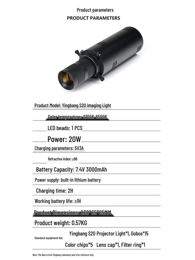 Yingbang S20 Lighting - Perfect for Creative Shooting, Weddings, Videography, Portraits, and Atmosphere Enhancement