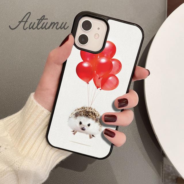 Hedgehog and Balloon Phone Case for iPhone 11 12 13 14 Pro Max Mini X XR XS SE 2020 6S 7 8 Plus Samsung Galaxy S21 S22 Shell