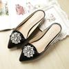 Baotou Slippers Women Summer Outside Flat Bottomed Slippers for Women Plus Size Fashion Rhinestone Pointed Sandals Womens Shoes