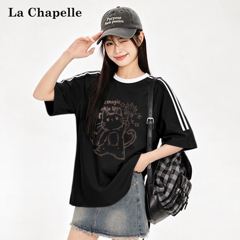 La Chapelle Women s American Style Striped Pure Cotton Short Sleeve T-Shirt M
