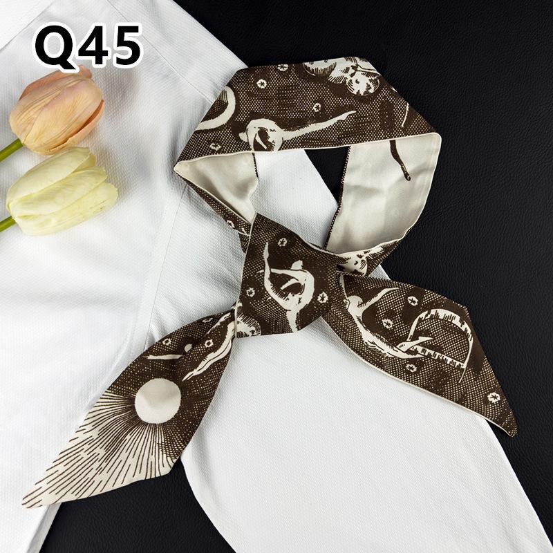 New Long Versatile Silk Scarf Tied Hair Band Bow Letter Floral Streamer Tied Bag Gift Small Silk Scarf