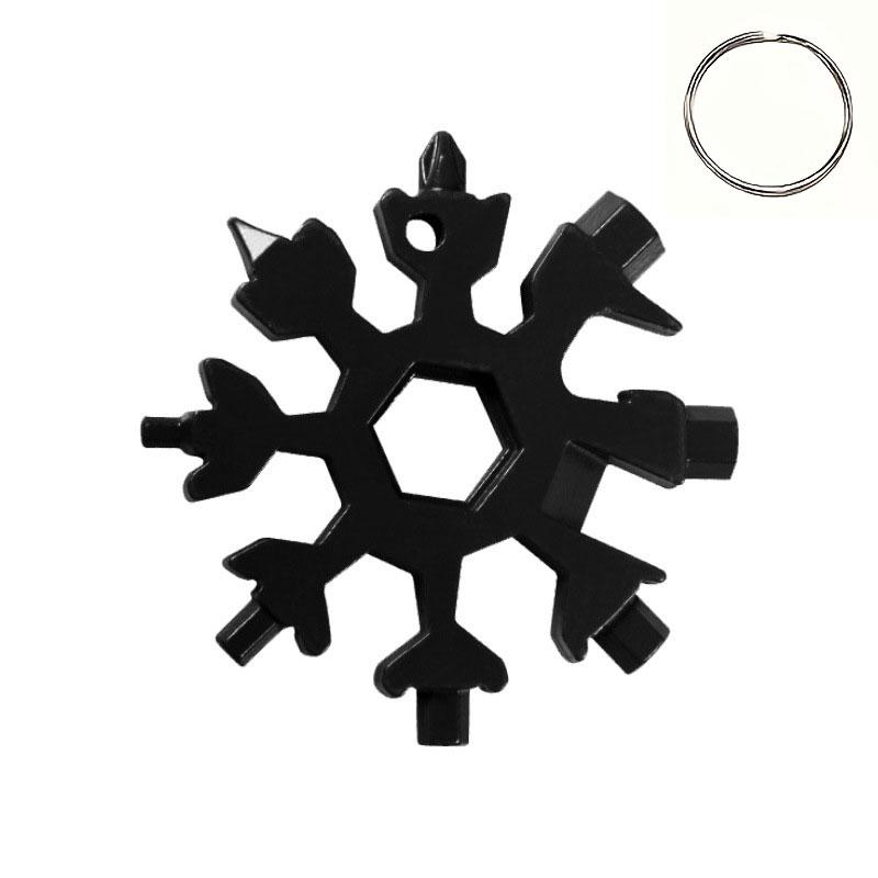 

18-in-1 Snowflake Multi Tool,Function Stainless Steel Bottle Opener/Wrench, Flat Cross Screwdriver Kit Snowflake, Outdoor Durable and Portable чёрный