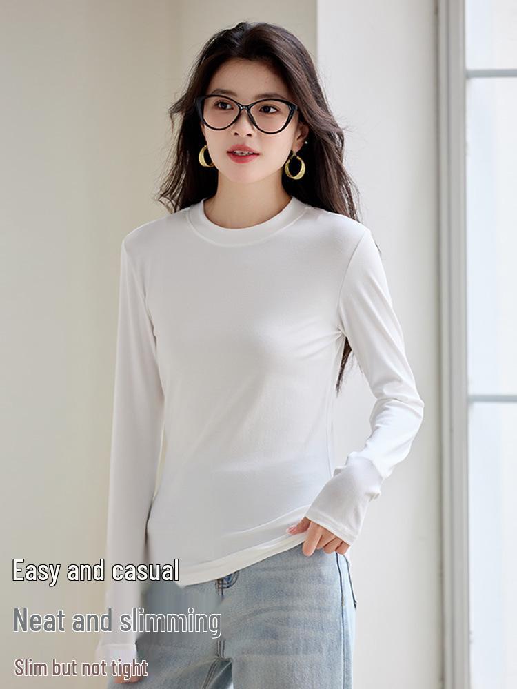 Women's Lyocell Long Sleeve Round Neck Slim-Fit Shirt - New for Spring/Autumn 2026