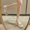 French muffin thick-soled simple temperament with sandals women's shoes 2025 new summer height-increasing Roman shoes