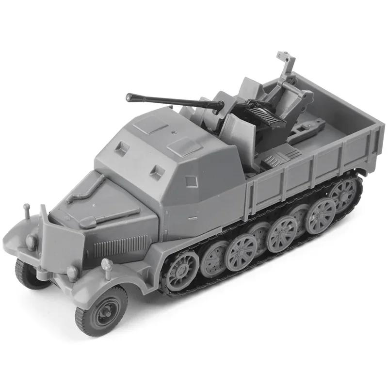 1/72 4D Assembled WWII German Half Track Air Defense Armored Vehicle Model Military Toys