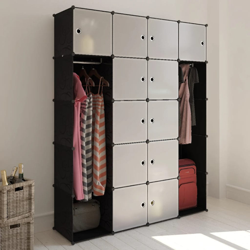 Armoire modulaire 14 compartiments  et blanc 37x146x180,5cm