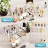 Acrylic Riser Display Stand,4 Tier Clear Perfume Organizer Shelf, Desktop Tiered Display Stand for Pop Figures/Cupcake Organize