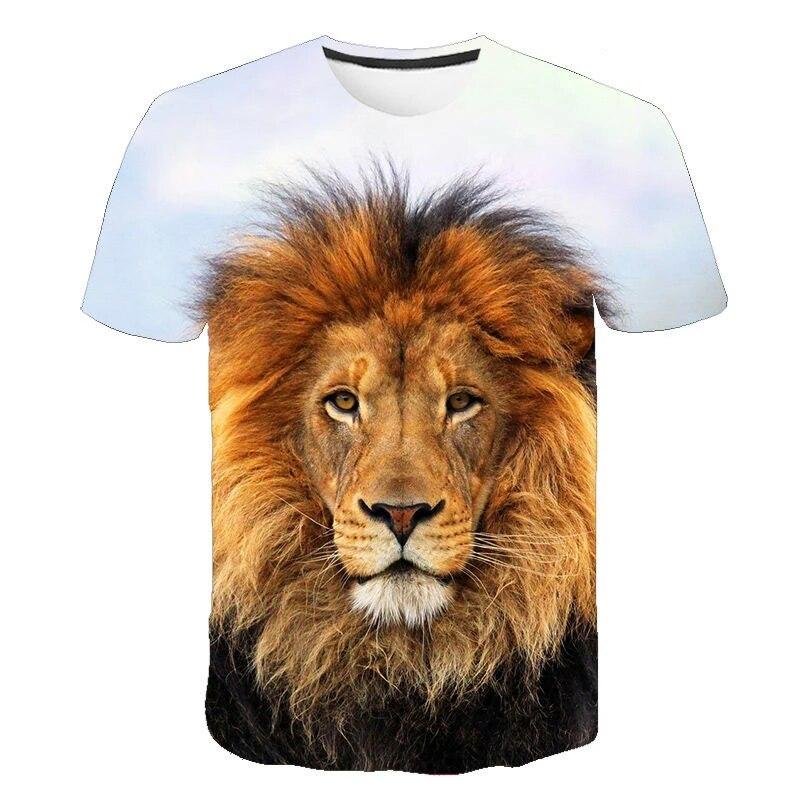 König der Tiere Löwe-Grafik-T-Shirts für Männer Sommermode Tiermuster-Druck-T-Shirt Lässiger cooler Stil Persönlichkeits-T-Shirt