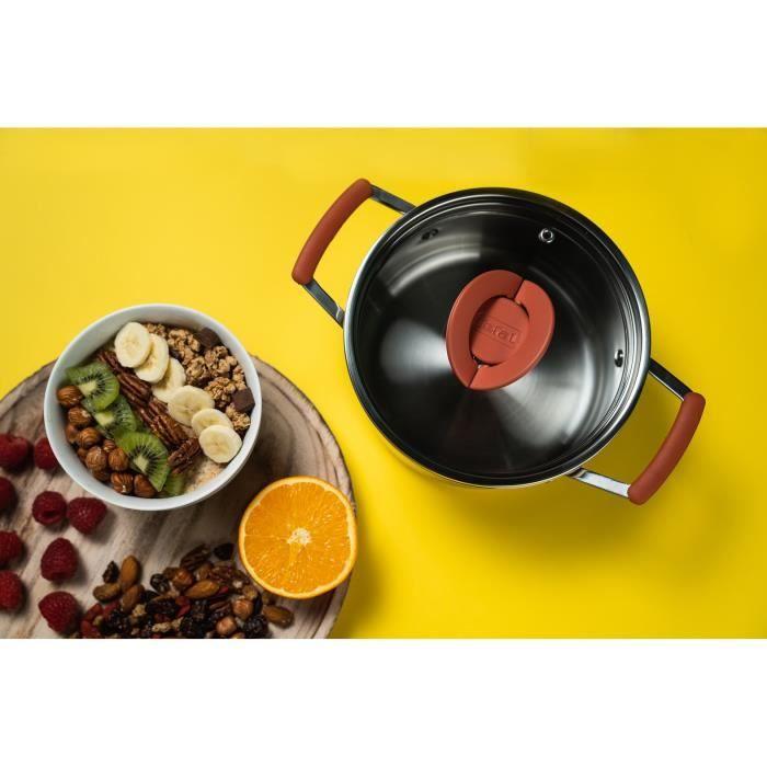 TEFAL G721SD74 Batterie de cuisine 13 pièces, Induction, Acier inoxydable + revêtement antiadhésif, Poêle, Casserole, Opti'Space