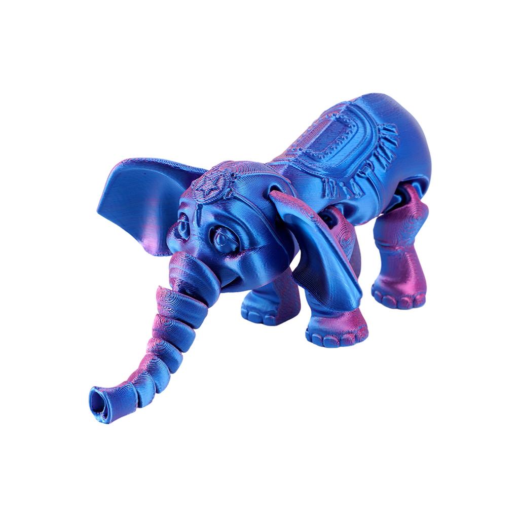 14.5cm Random Gradient 3D Printed Elephant Statue DIY Craft Animal Figurine with Movable Joint Elephant Ornament Tabletop Decor