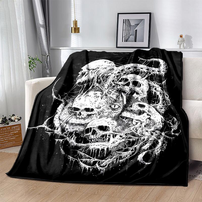 Gothic Skull Flannel Blanket Soft Warm All-Season Throw, Design for Camping, Car Travel, Hiking Sofa, Bed, Office Perfect Gift for Parties