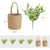 Dahey 2 Pack Wall Hanging Rope Basket with Artificial Eucalyptus Farmhouse Decor, Jute Woven Storage Organizer Flower Plants Basket Set Rustic Wall