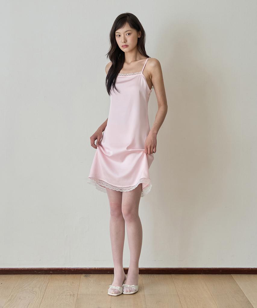 Ibokeuela Jane Lace Satin Sleeveless Dress (Pale Pink)