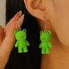 2025 Cute Cartoon Personality Resin Flocking Frog Drooping Earrings Fun Creative Three-dimensional Animal Earrings Earrings