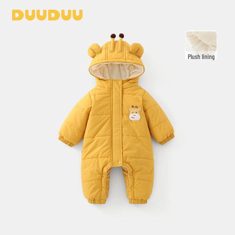 DUUDUU Утепленный хлопковый комбинезон для новорожденных – Утолщенный осенне-зимний стиль 2025 73cm (3-6 months, up to 16 lbs)