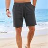 Mens Waffle Solid Color Drawstring Casual Shorts