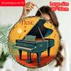 2D Flat Aluminum Decorative Plaques and Ornaments Sign, Hanging Wall Art with Classic Grand Piano Illustration, Retro Music Room Decor for Home
