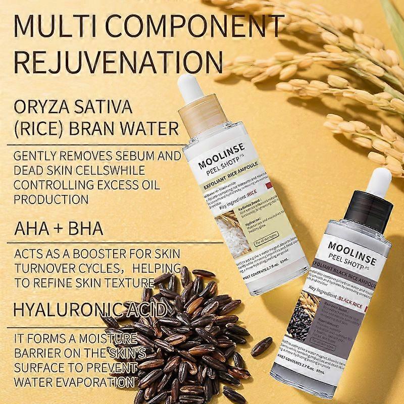 Peel Shot Glow Rice Peeling Ampoule White Rice Ampoule + Black Rice Ampoule Set, Soft Exfoliating Face & Body Scrub Dead Skin, Blackheads Remover for