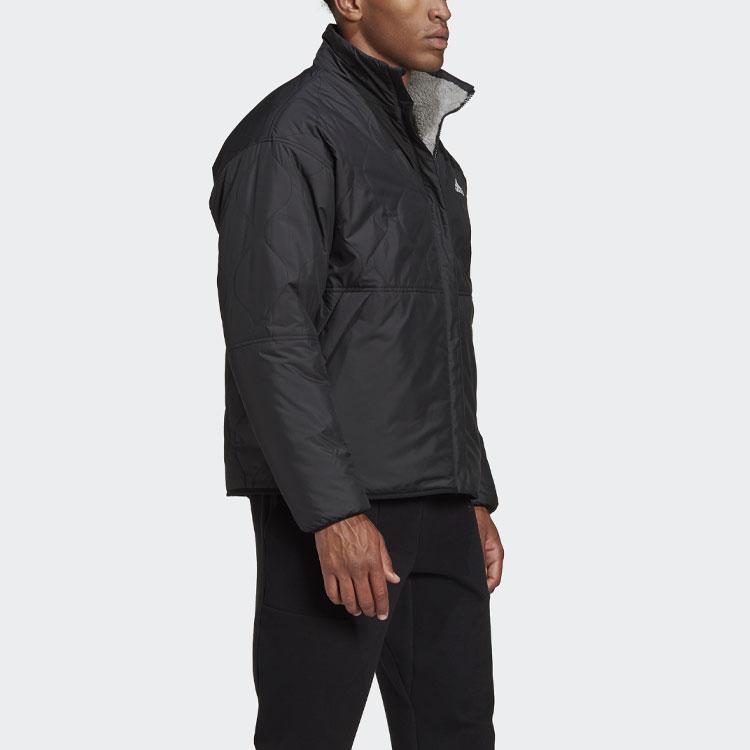 Adidas Sherpa Reversible Cotton Jacket With Logo Men Outerwear Medium-Hemp-Grey GF0051