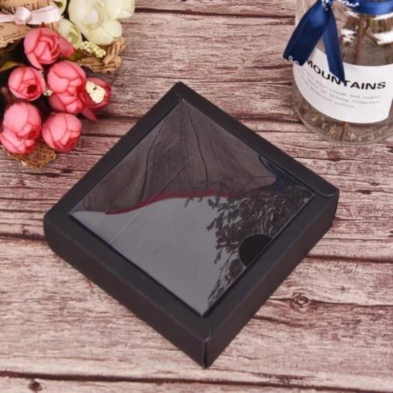 

10 шт. Квадратний крафт-папер Фліп-бокс Прозора матова ПВХ-обкладинка Картонна коробка Цукерки Десерти Пакувальні коробки для зберігання косметичного мила 6.5x6.5x3.5cm