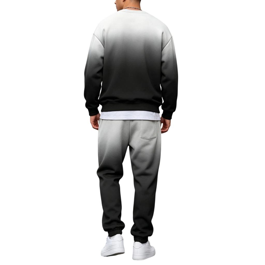Men's Gradient Print Sweatshirt and Jogger Pants Set - Loose Fit Casual Two-Piece Outfit
