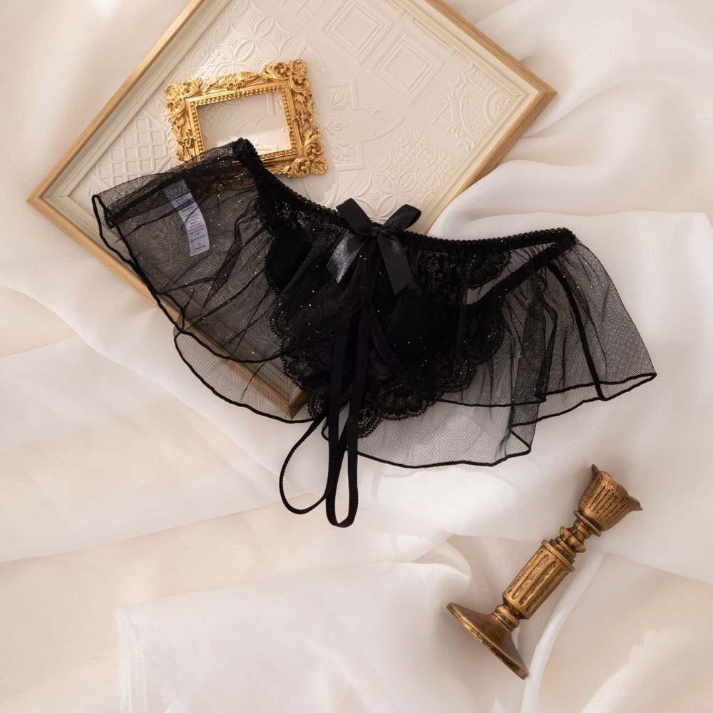 Offener Schritt Netz Spitzen Höschen Niedrige Taille T-Rücken Slips Spitze Netz Damen Tanga Damen