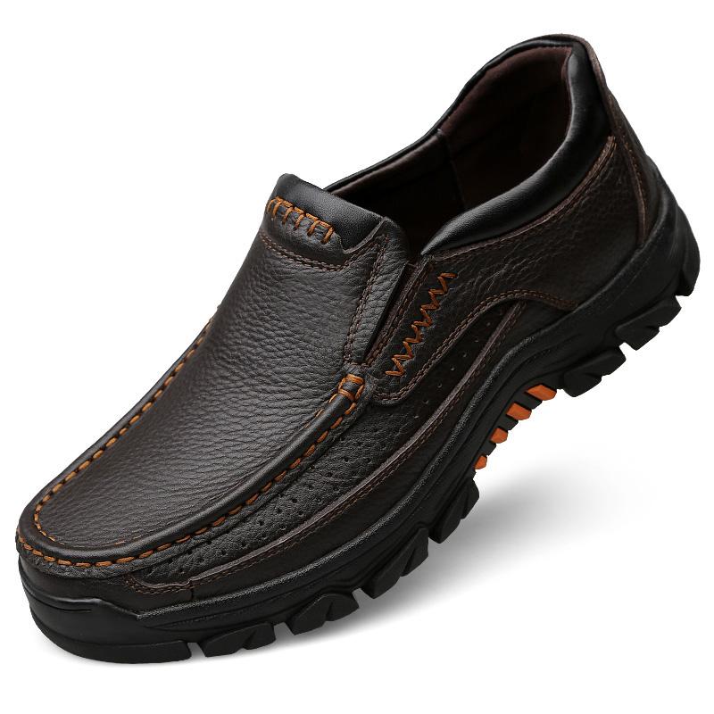 Genuine Leather Shoes, Men's Loafers, Soft Cowhide, Men's Casual Shoes , Men's Shoes, Black Brown, One Foot Thick Sole
