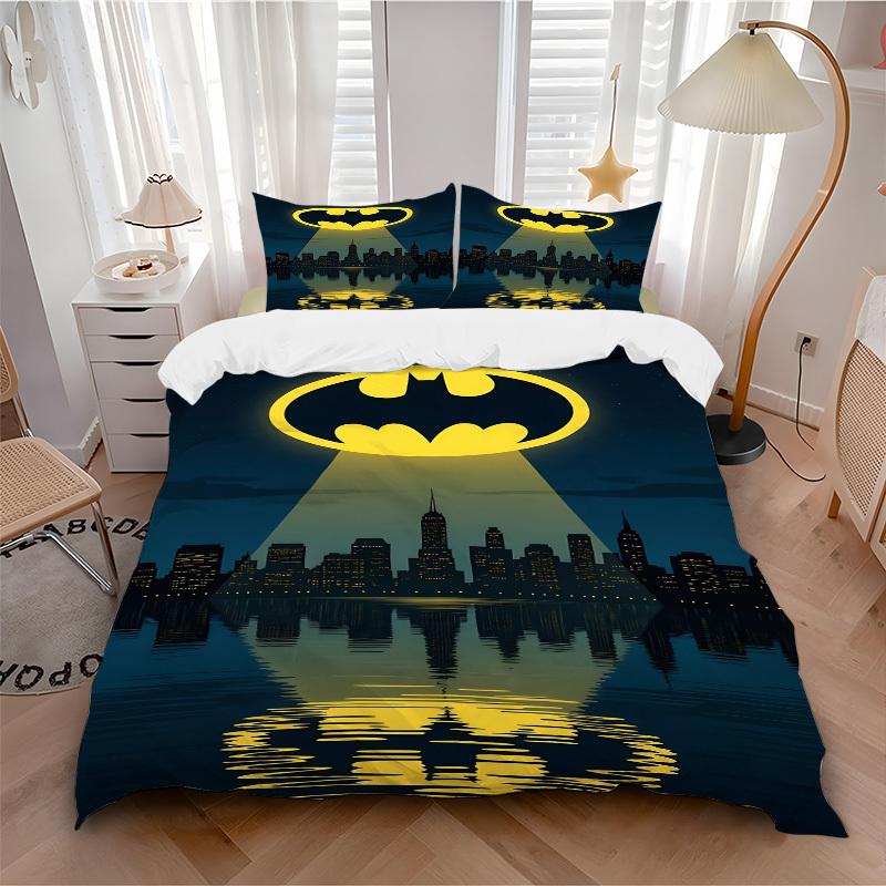 

3pcs Batman Bedding Set, Soft Polyester Duvet Cover and Pillowcases Machine Washable Seasons all suitable195 135x200cm