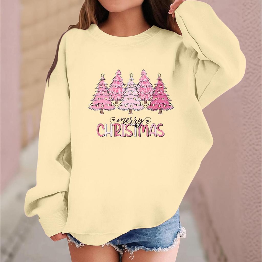 Children's Fashionable Casual Long-sleeved Loose Christmas Print Pullover Sweatshirt