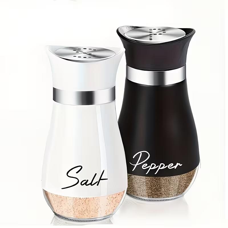 Juego de 2 Saleros y Pimenteros Botellas de Especias de Vidrio con Tapa de Acero Inoxidable Recargables Contenedores de Condimentos para Cocina Comedor Barbacoa
