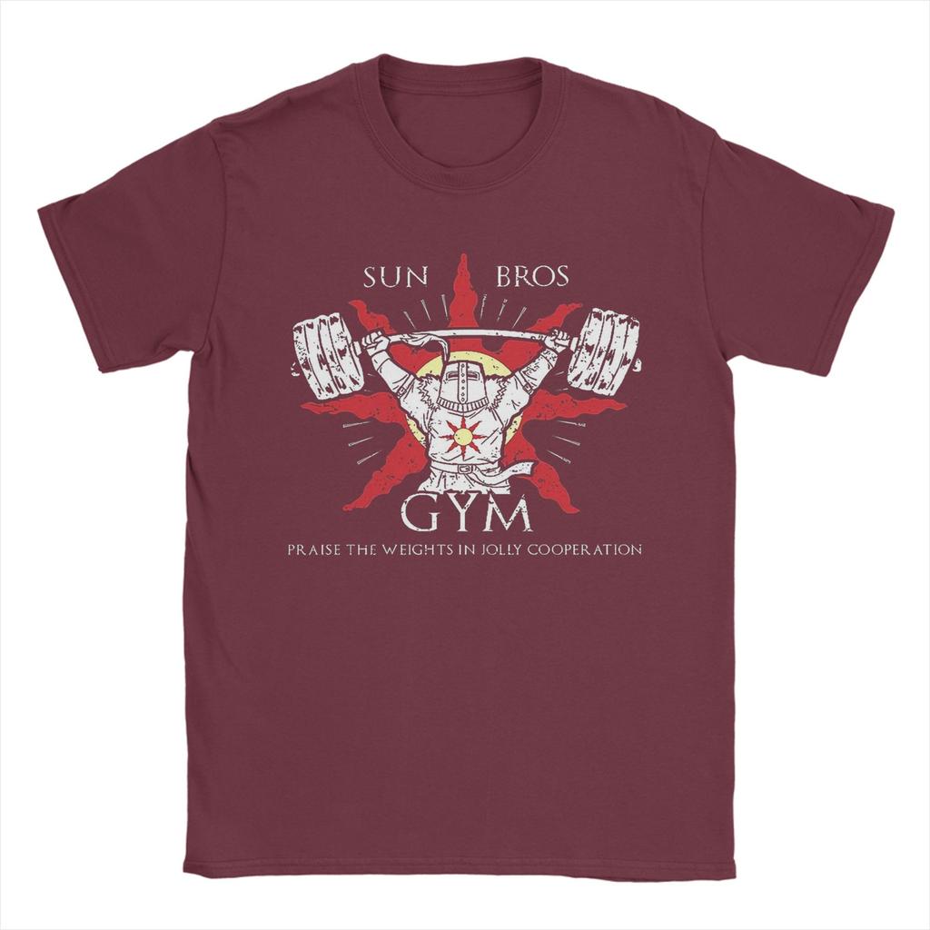 Sun Bros Gym 100 Cotton TShirt For Man Summer Funny TShirts Crew Neck Harajuku Tees Oversized Loose Clothing