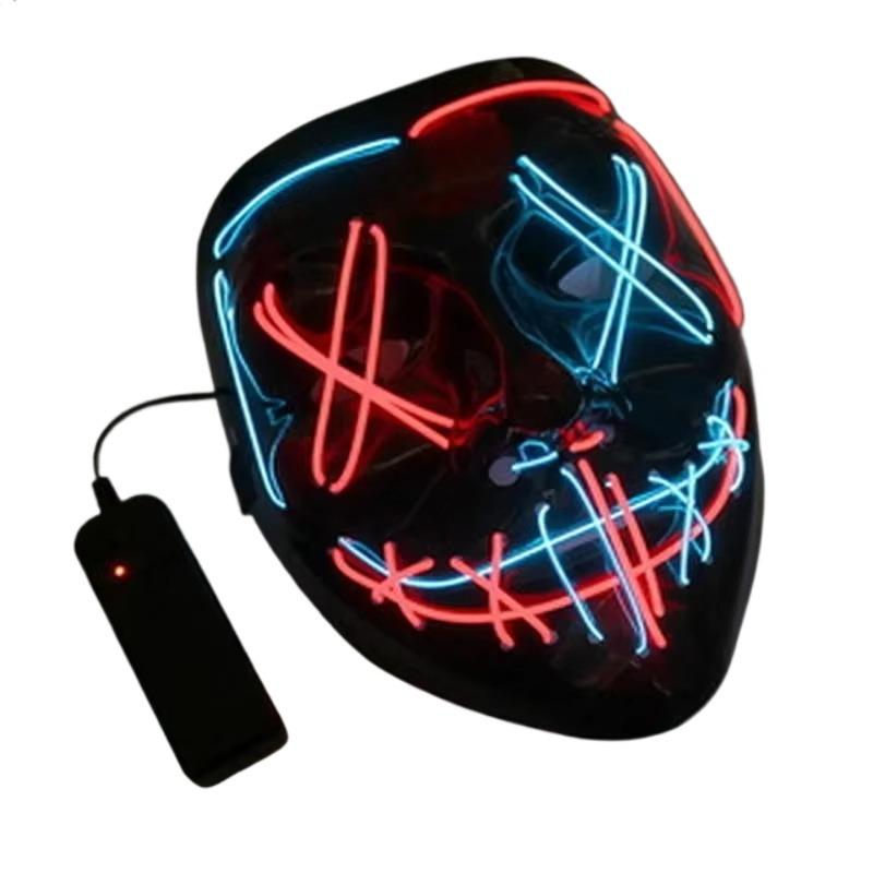 

Halloween LED Luminous Mask Letter V Horror Ghost Face Mask Holiday Cosplay Halloween Costume Masquerade Carnival Gift червоний