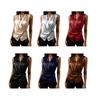 Women Tops Sleeveless Satin Swing Collar Pleated Strap Design Loose Fit Summer Tops Casual Work Party Date Wear