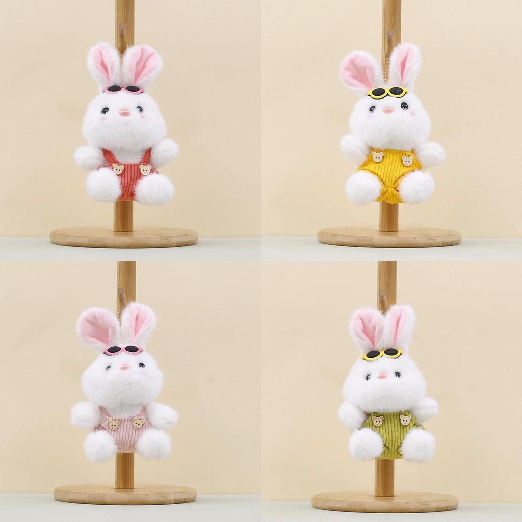 Pants Sunglasses Strap Rabbit Plush Keychain Animal Toy Cute Doll Bag Pendant