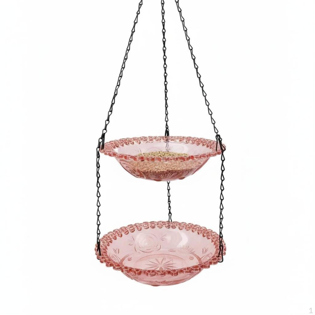 Solar Powered Bird Bath Water Feature Cascading Hanging Attracts Birds 2Tier