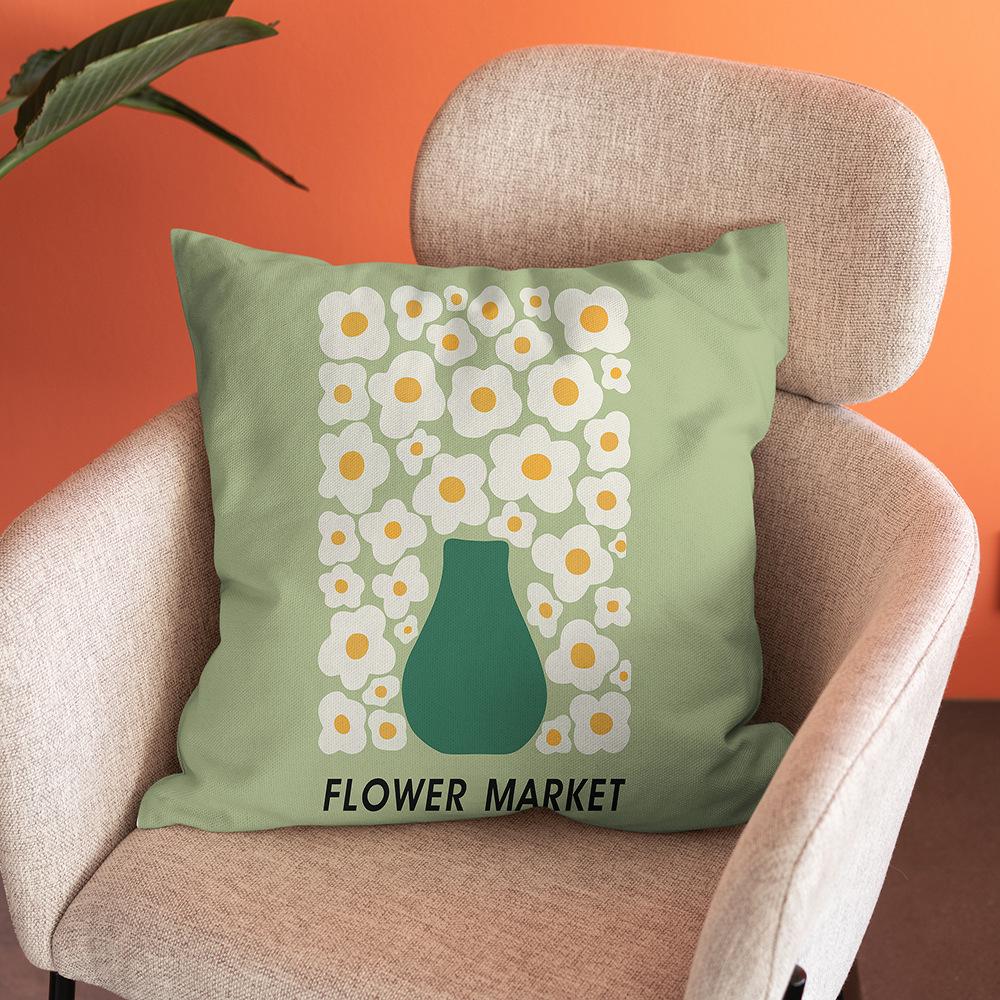 Nordic Abstract Art Flower Print Pillowcase Short Plush Pastoral Simple Home Sofa Cushion Car Cushion