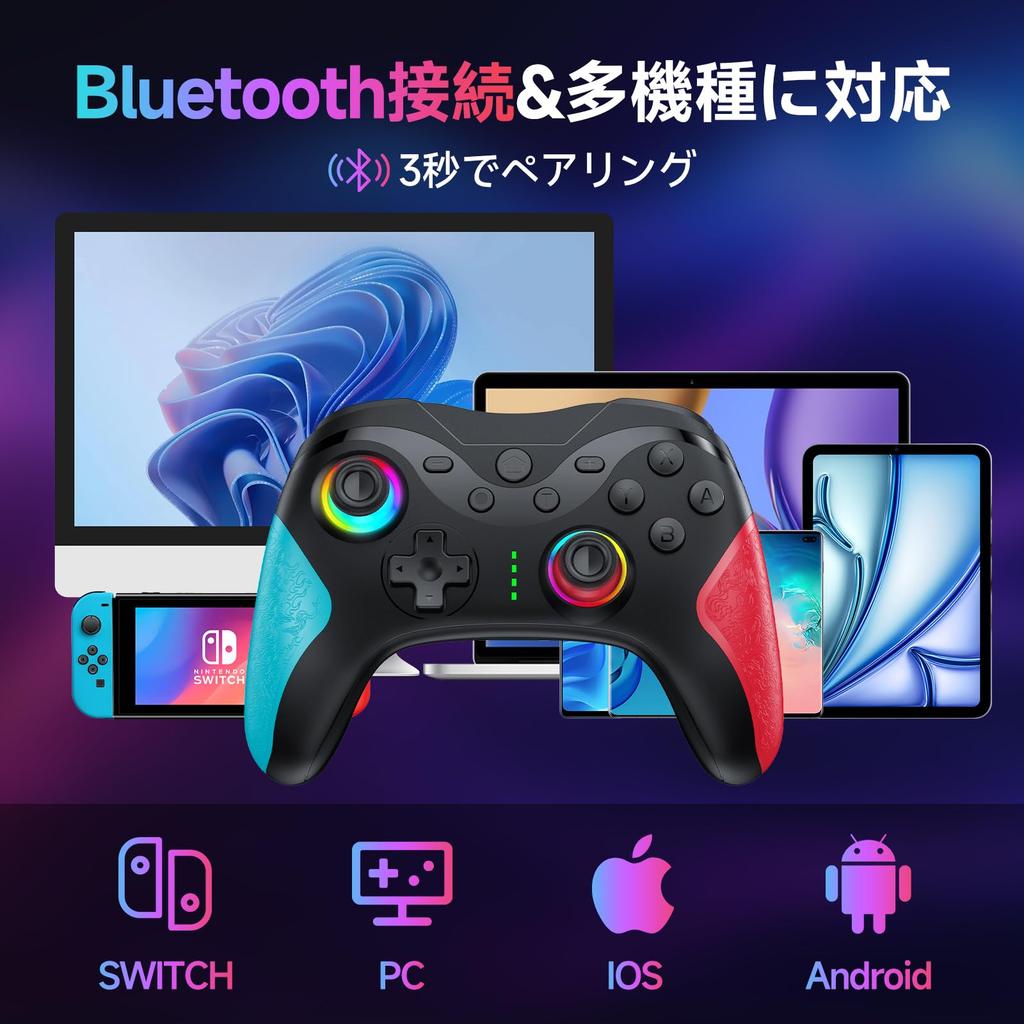 Switch Switch Turbo 20 hodin nepřetržitého 1000mAh Makro Zadní RGB Bluetooth Bezdrátový Gyro HD Režim spánku Pro Japonský návod k použití v balení