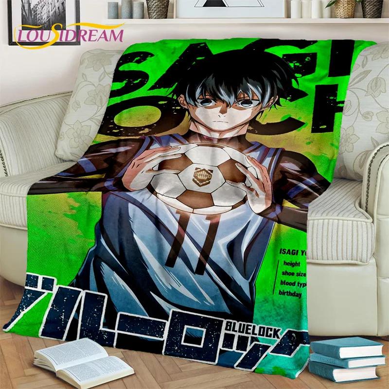 3D Blue Lock Cartoon Football Anime Blanket,Soft Throw Blanket for Home Bedroom Bed Sofa Picnic Travel Office Cover Blanket Kids